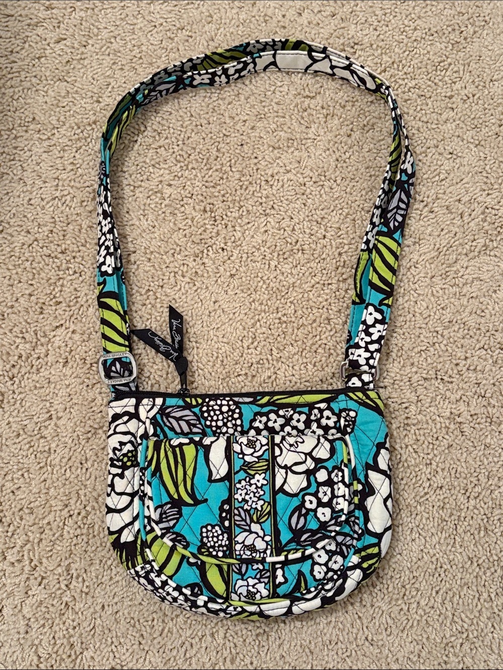Vera Bradley Teal Floral Quilted Crossbody Bag